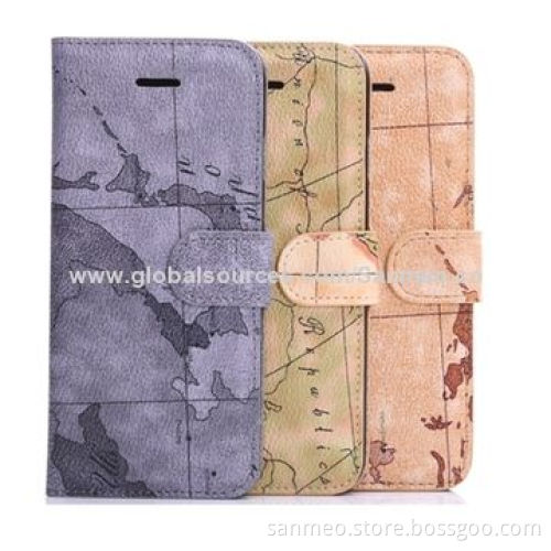 Leather Mobile Phone Case for iPhone 6, Perfectly Fits the Shape, Map, Ultra-thin Holder WalletNew